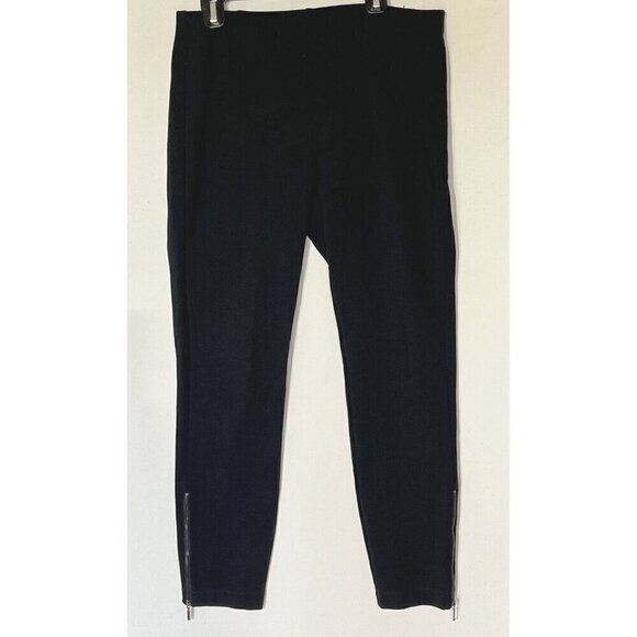 Eileen Fisher Black Stretch Crepe Slim Ankle Pants with Zipper Slits - Picture 1 of 8